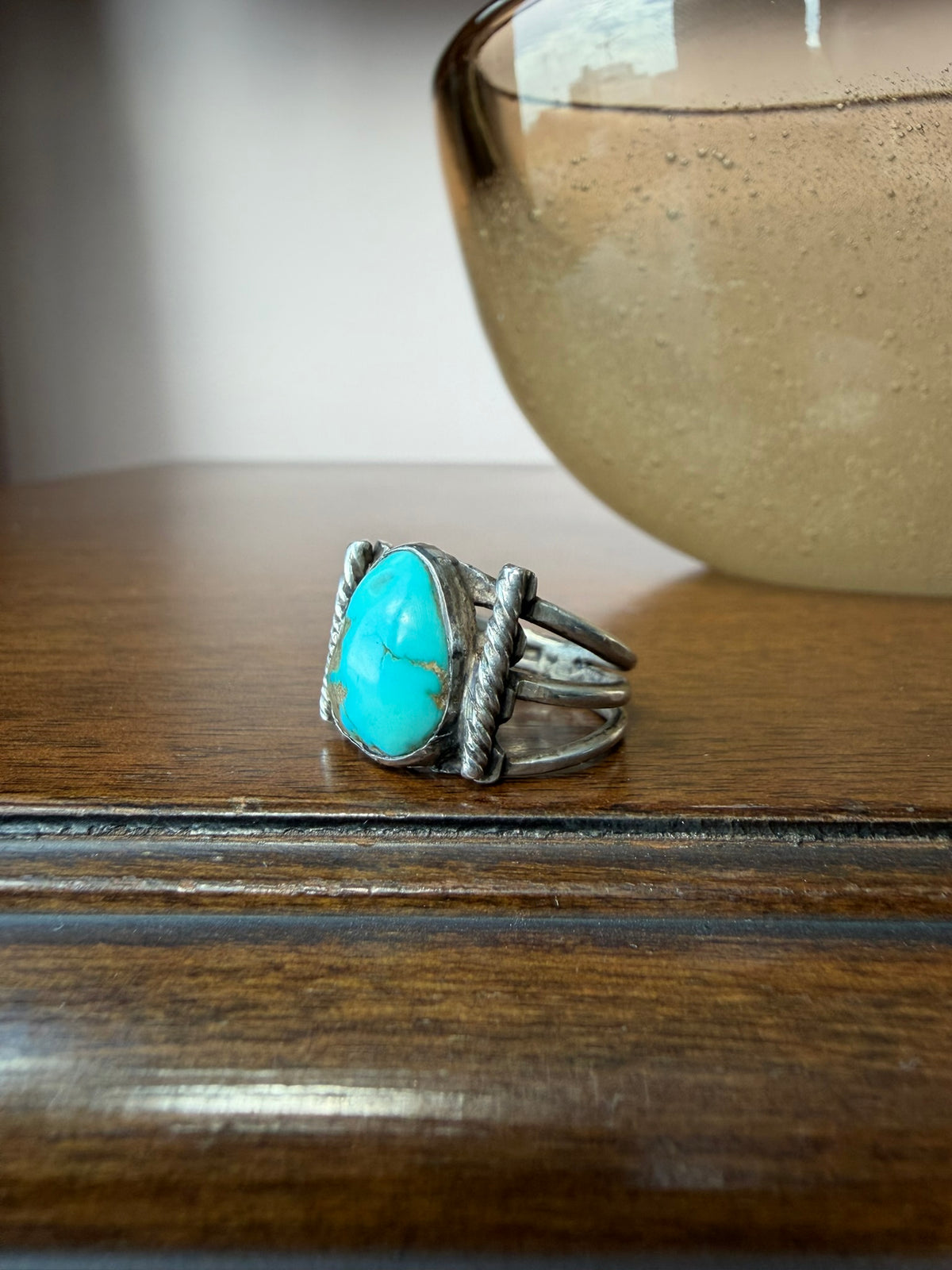 Very Early Navajo Ring with Hand-Drawn Ingot Silver Wire