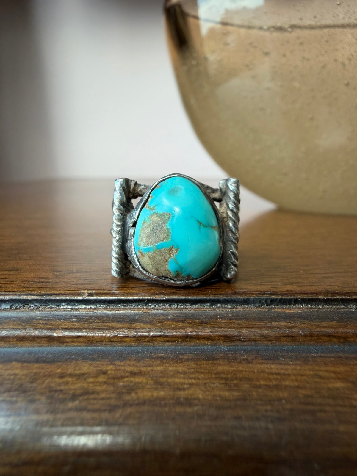 Very Early Navajo Ring with Hand-Drawn Ingot Silver Wire