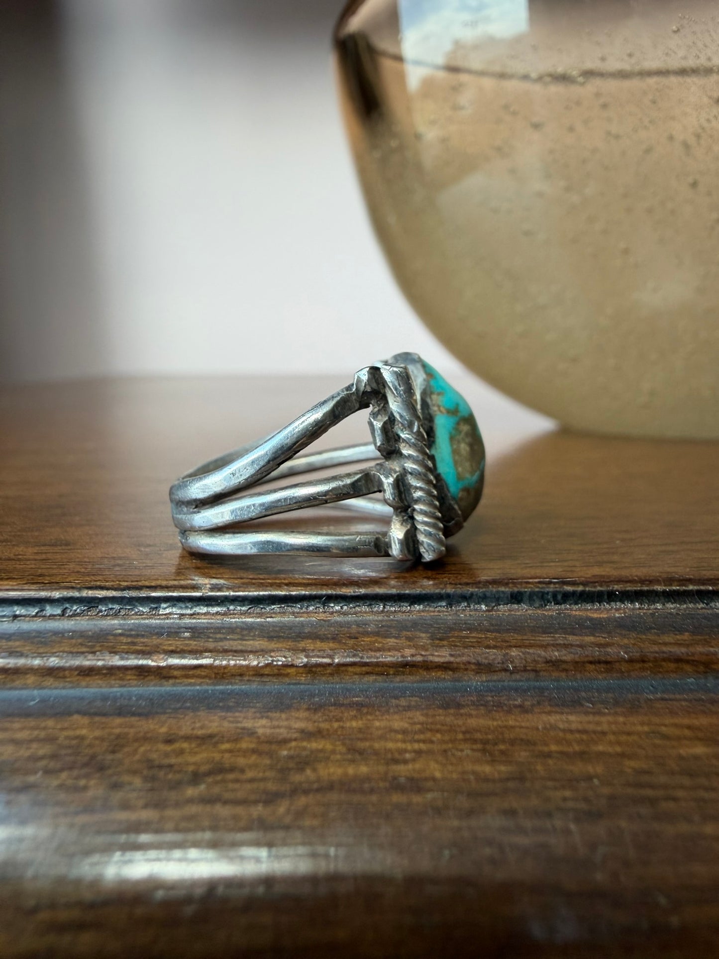 Very Early Navajo Ring with Hand-Drawn Ingot Silver Wire