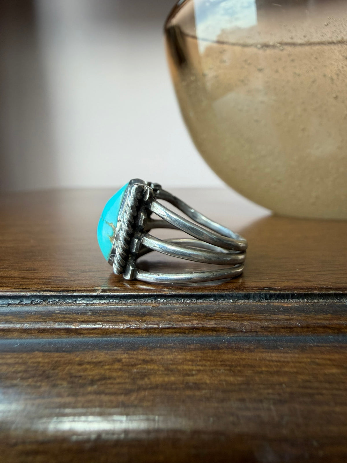 Very Early Navajo Ring with Hand-Drawn Ingot Silver Wire