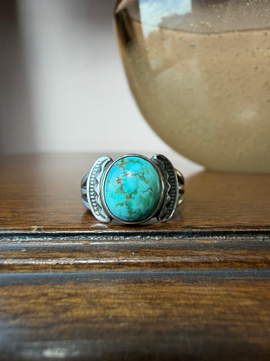Early Navajo Ring with Spiderweb Turquoise