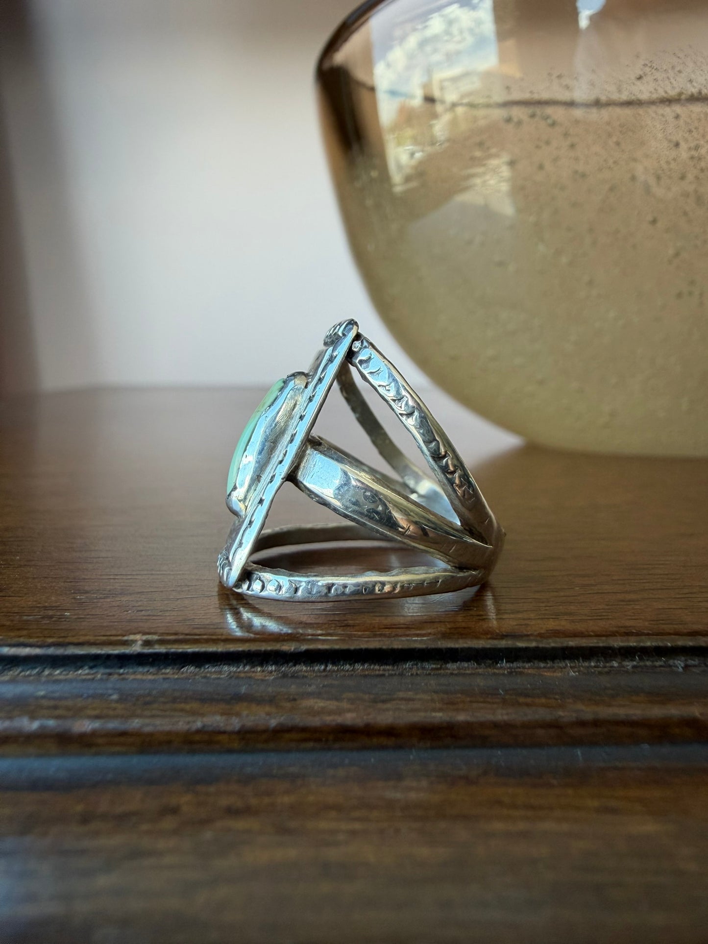 Very Early Navajo Silver and Turquoise Ring