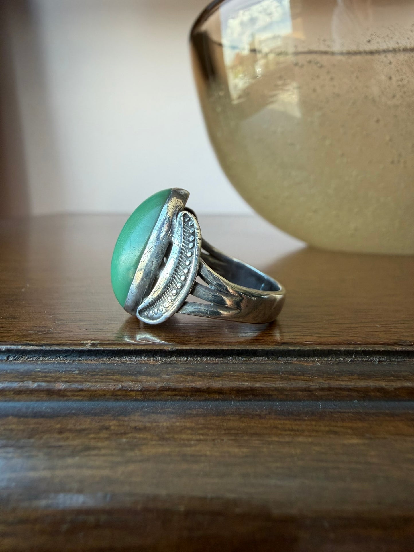 Early Navajo Ring with Large Cerrillos Turquoise