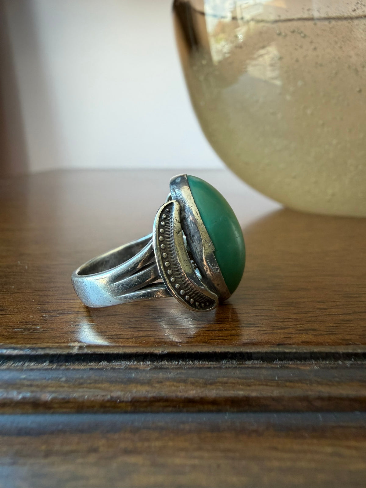 Early Navajo Ring with Large Cerrillos Turquoise