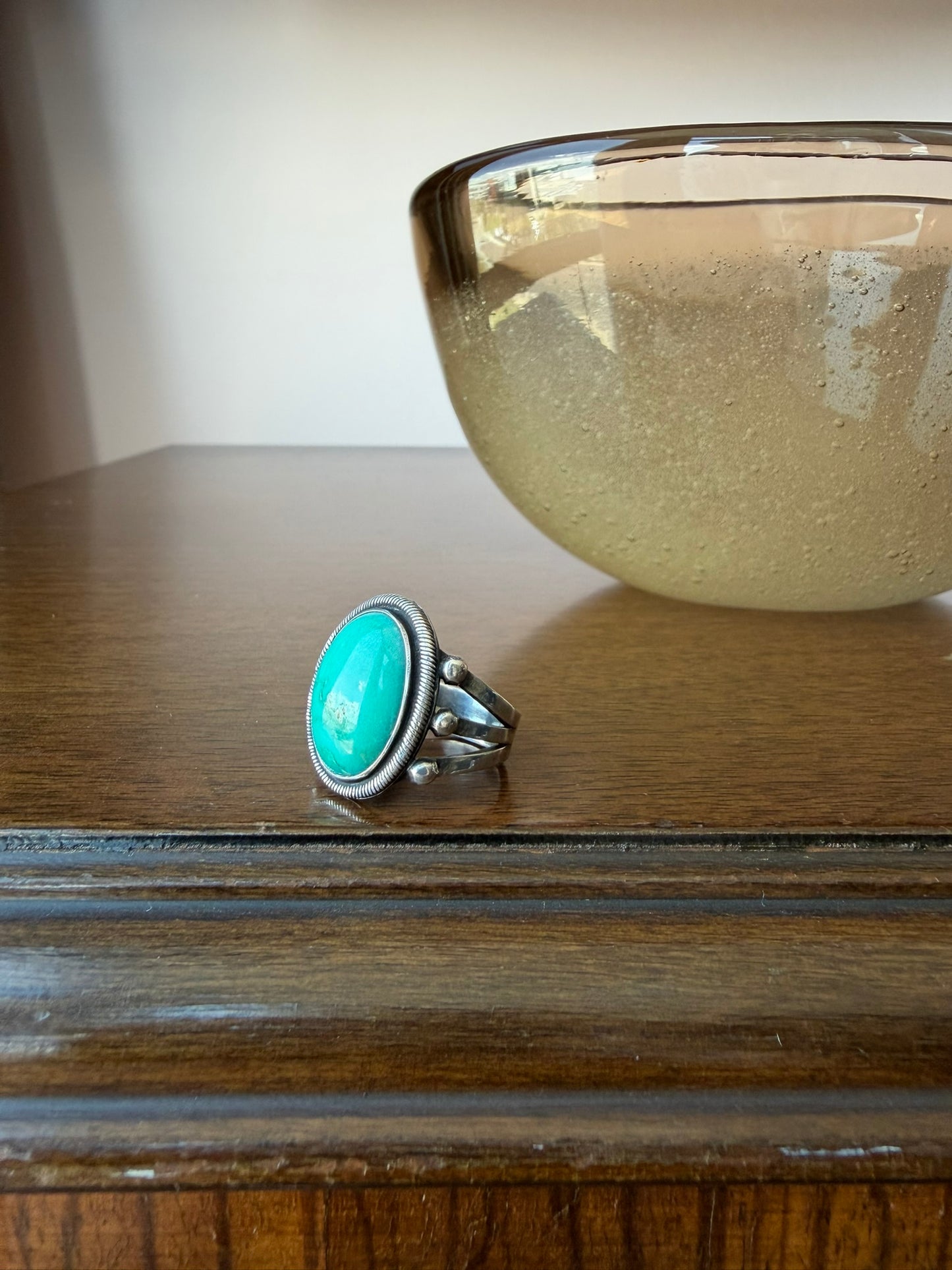 Early Navajo Ring with Light Green Turquoise
