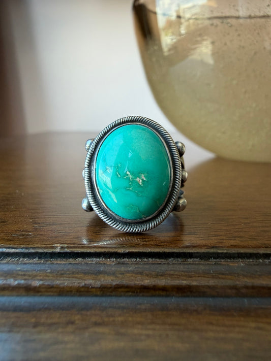 Early Navajo Ring with Light Green Turquoise