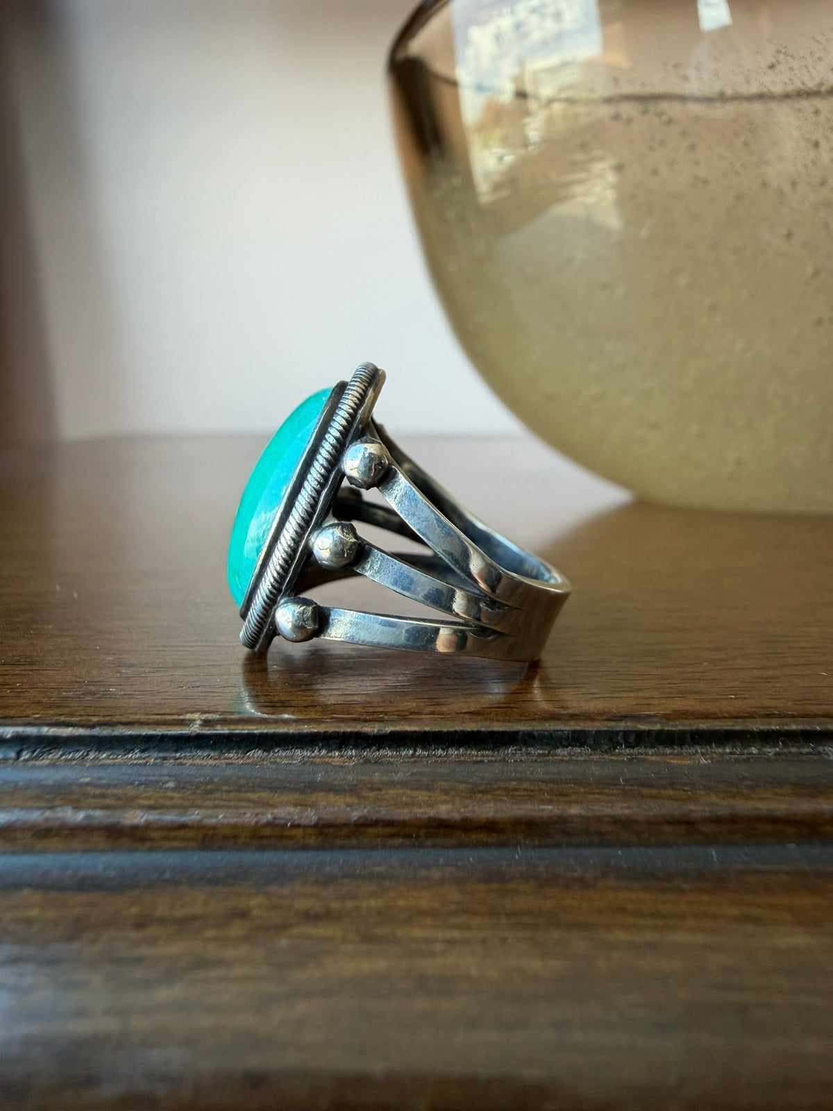 Early Navajo Ring with Light Green Turquoise