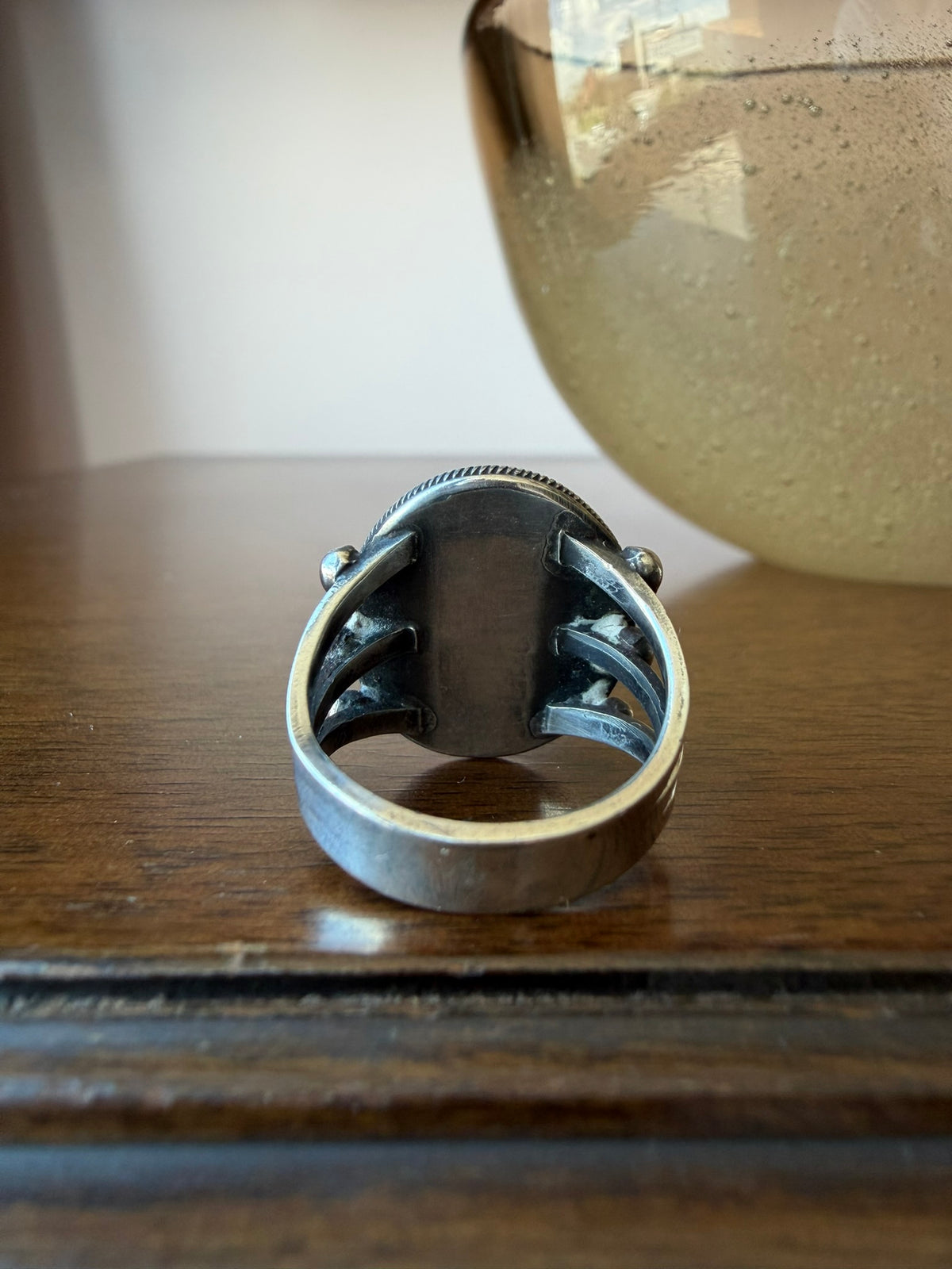 Early Navajo Ring with Light Green Turquoise