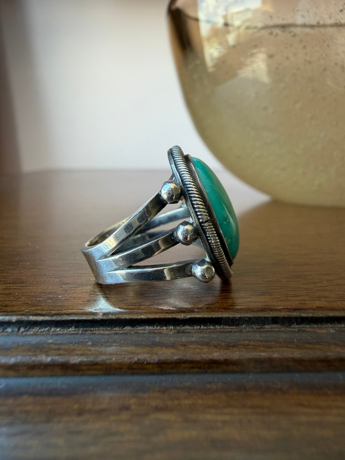Early Navajo Ring with Light Green Turquoise