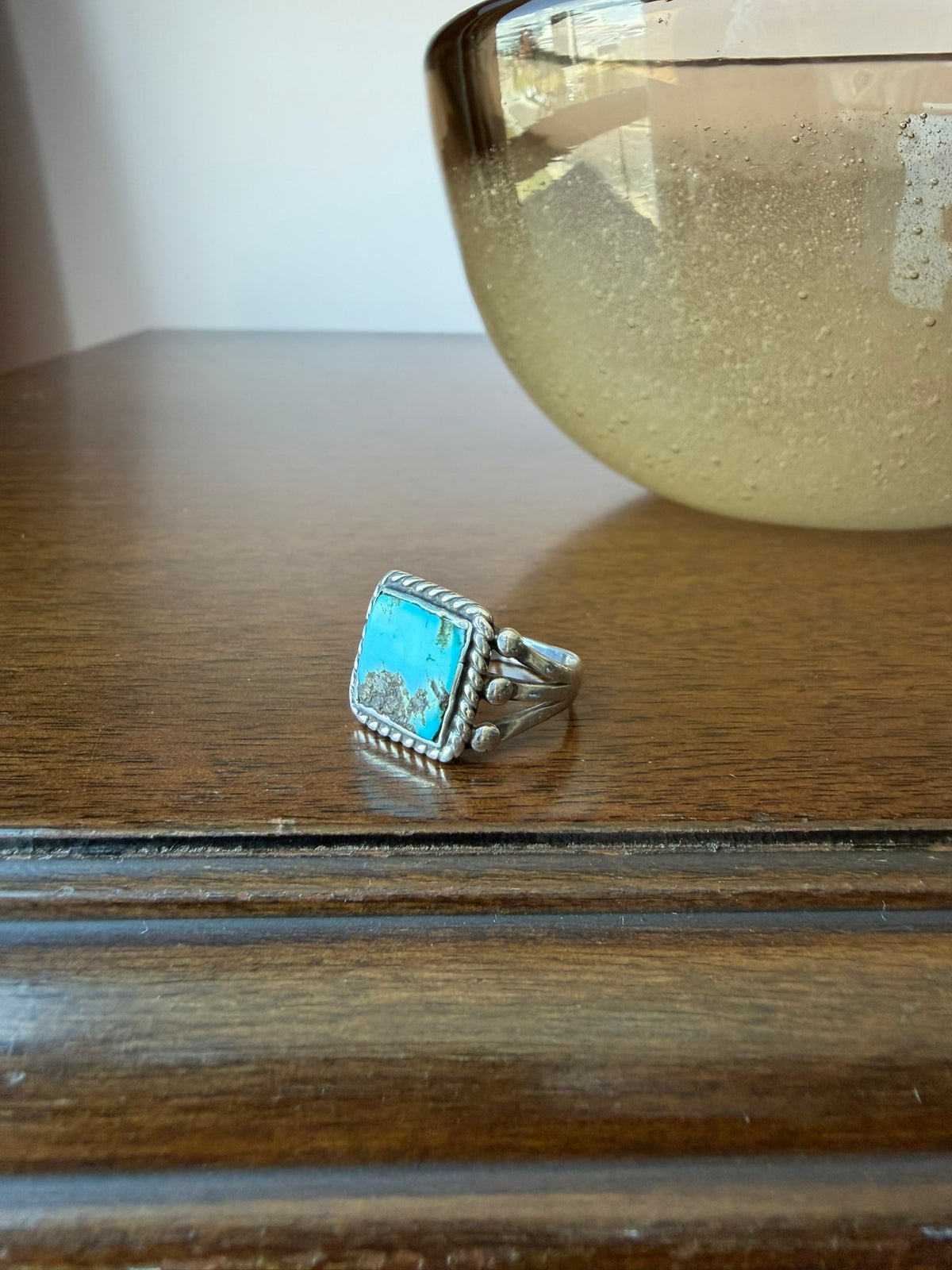 Early Navajo Ring with Square Turquoise