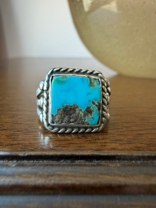 Early Navajo Ring with Square Turquoise