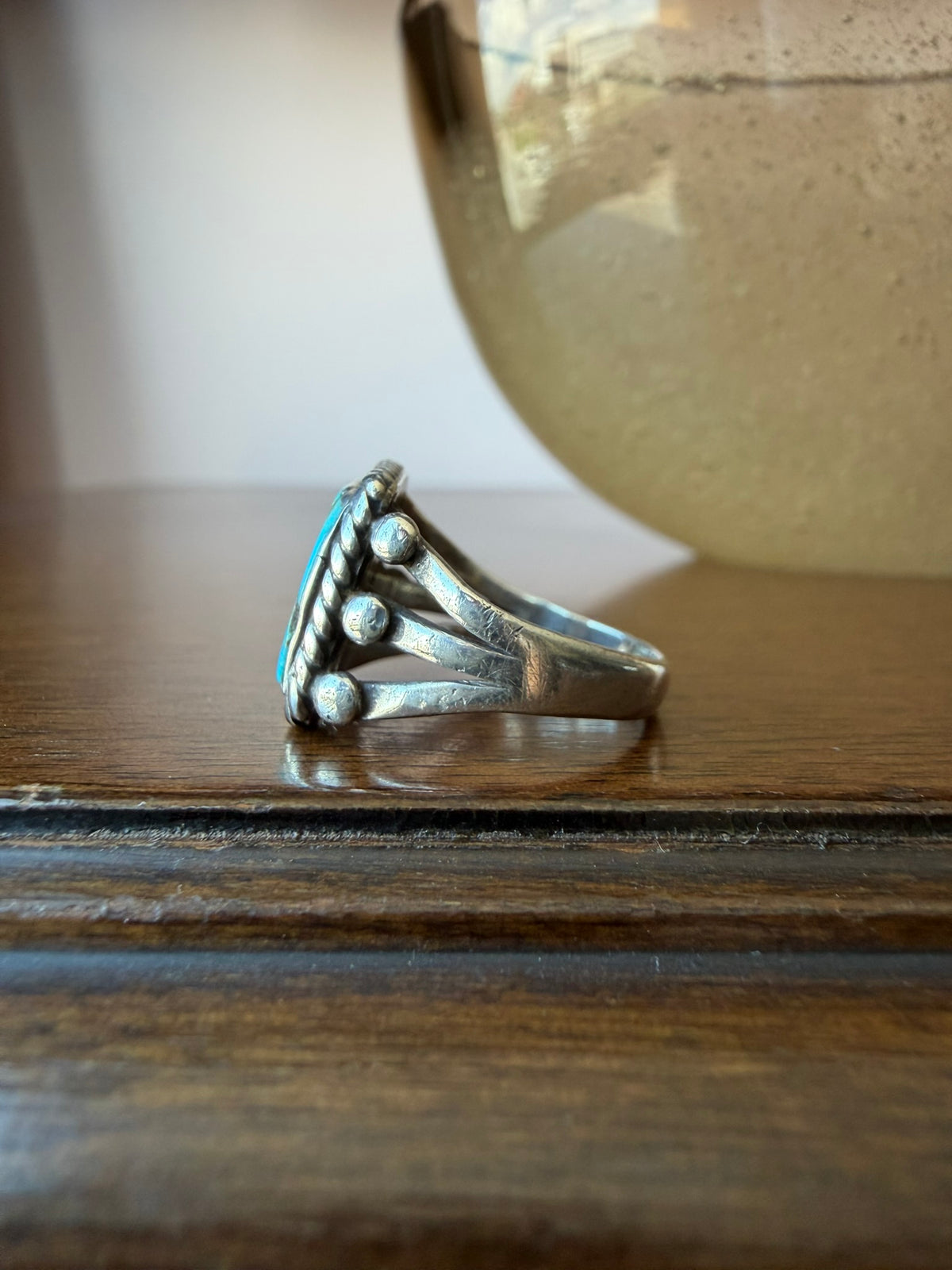 Early Navajo Ring with Square Turquoise
