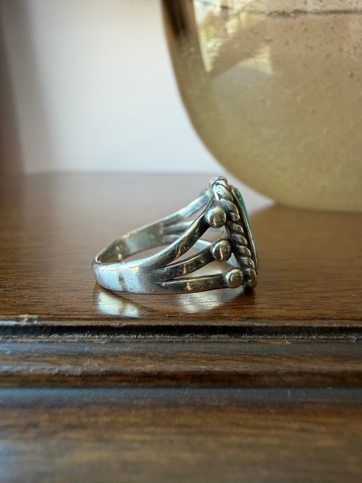 Early Navajo Ring with Square Turquoise