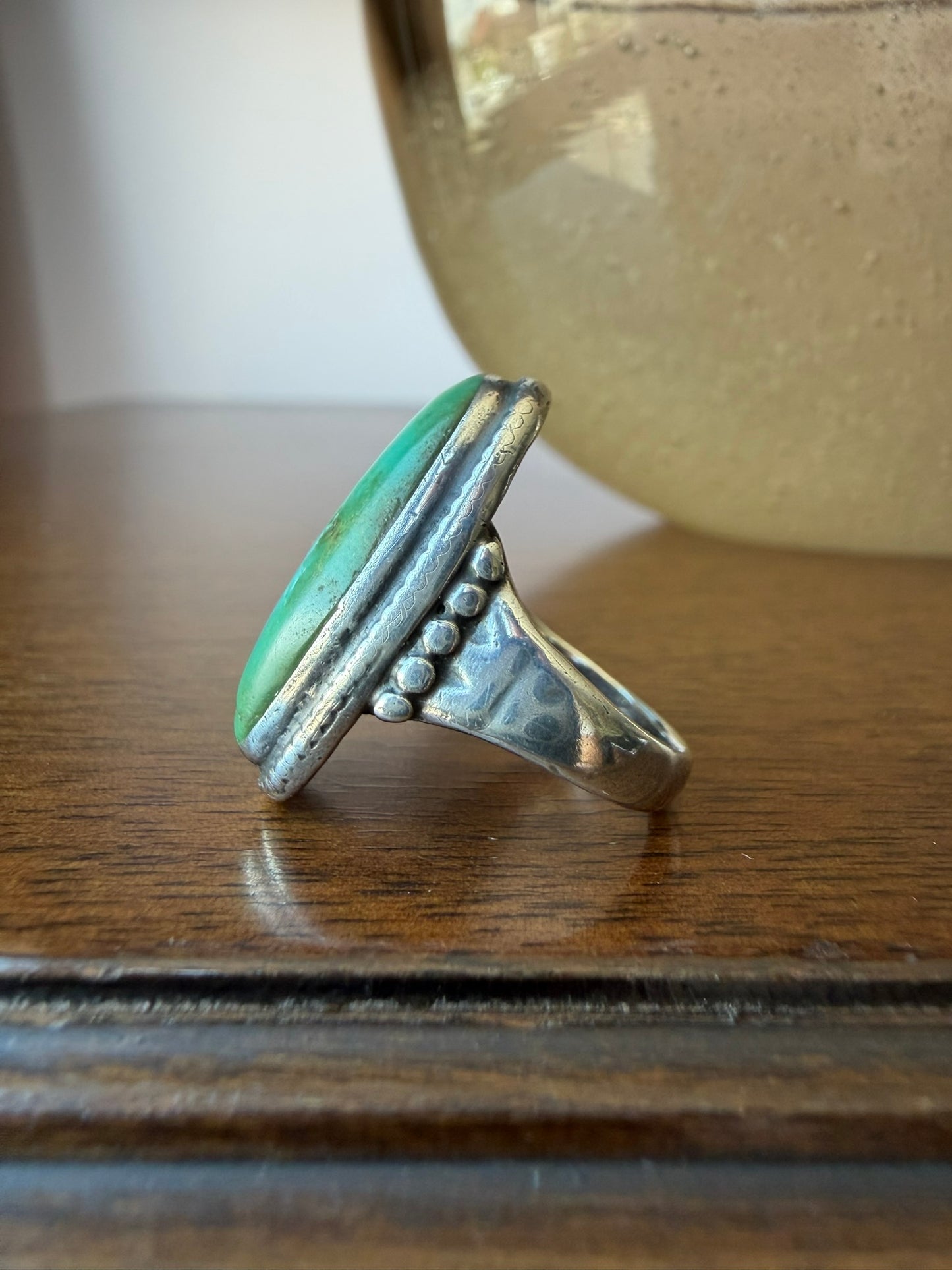 Navajo Ring with Large Elongated Oval Turquoise