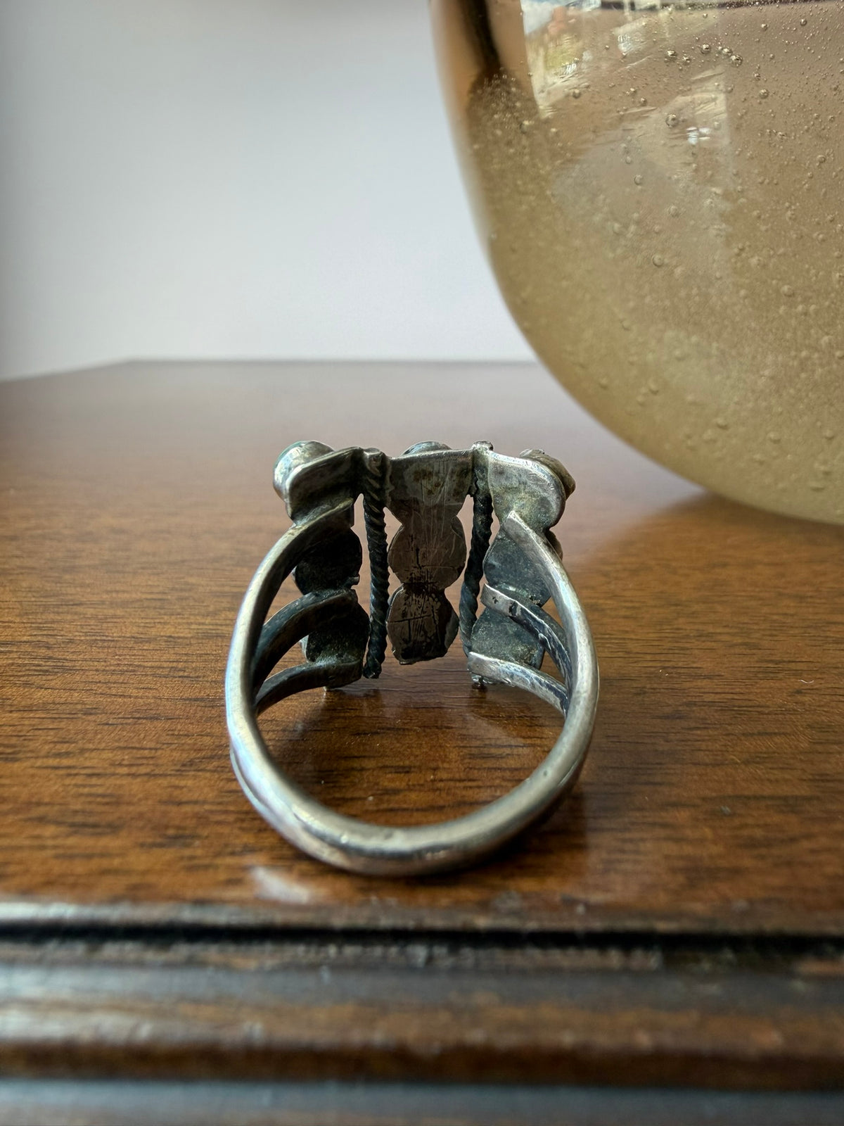 Very Early Navajo or Zuni Pueblo Turquoise 9-Stone Ring