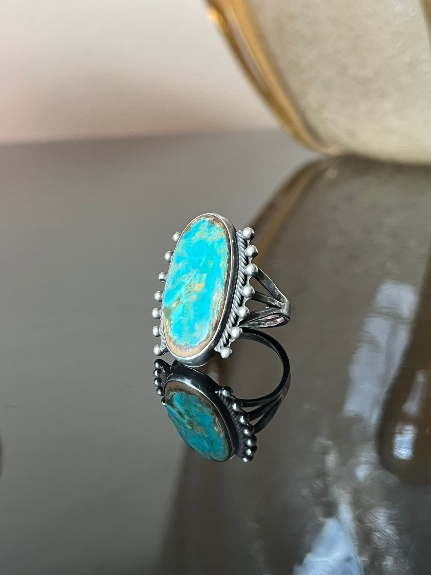 Early Navajo Silver and Turquoise Ring