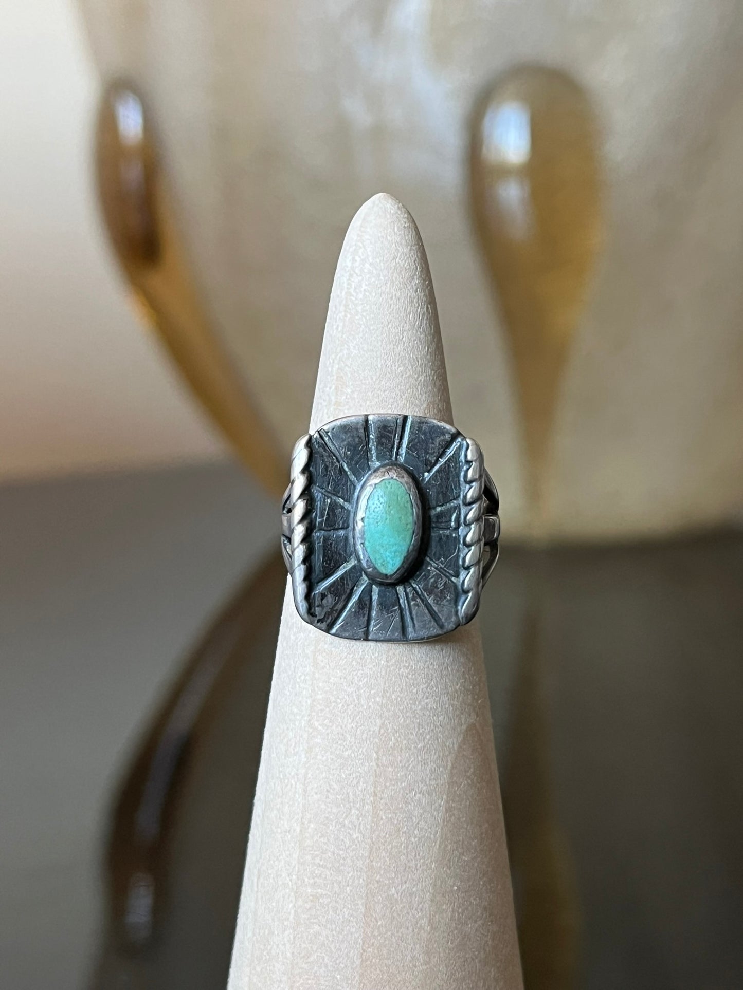 Early Navajo Ring with Small Turquoise