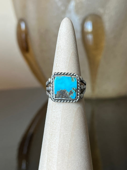 Early Navajo Ring with Square Turquoise