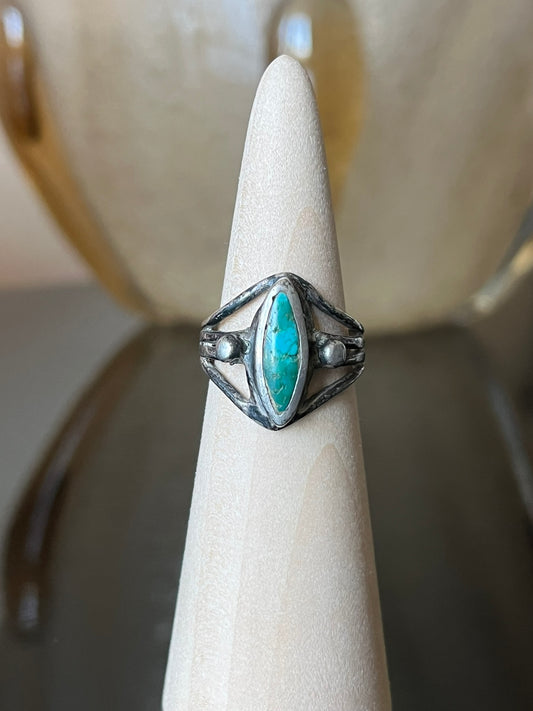 Early Navajo Ring with Marquise Turquoise