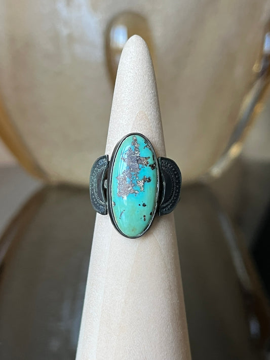 Early Navajo Ring with Stamped Crescents
